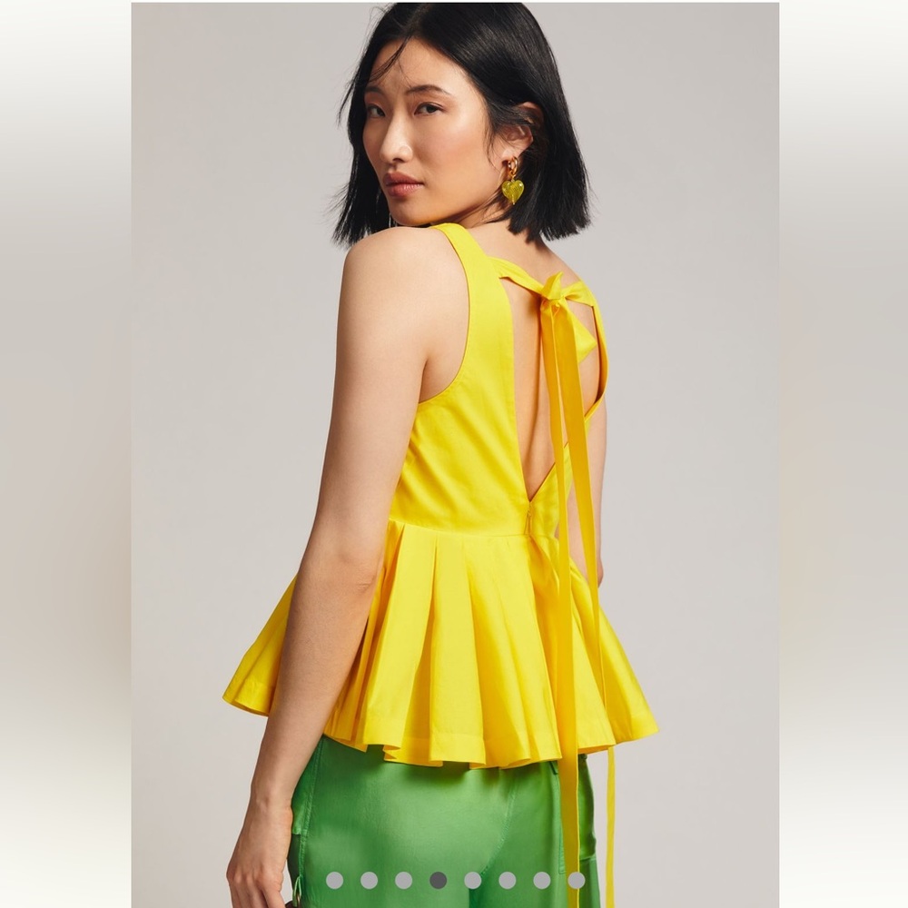 Atsu at Anthropologie polished cotton peplum ruffled yellow top